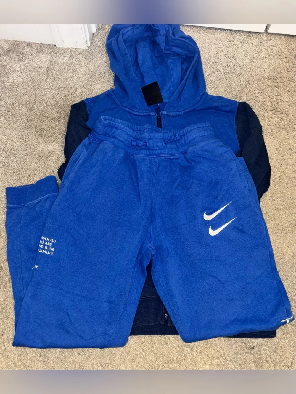 Nike Blue and Navy Swoosh Kids Hoodie & Joggers Set - Picture 3 of 7